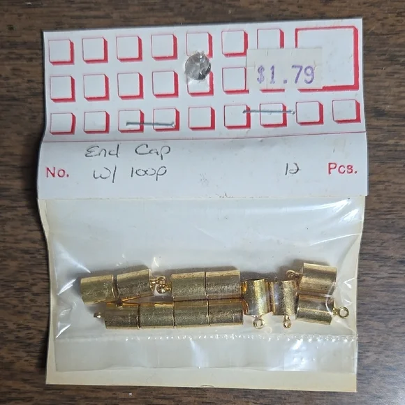 Gold Toned End Caps with Loops (16 Packs) - Picture 2 of 8